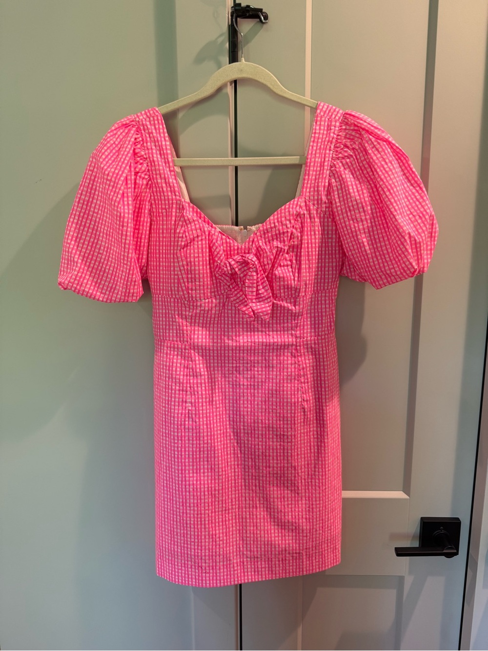 Lilly Pulitzer Pink Gingham Dress with Puff Sleeves